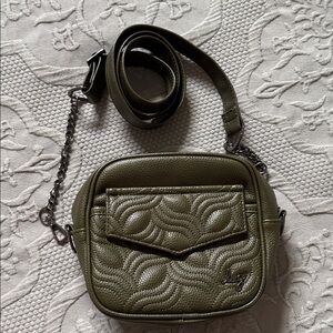 Lug Swing Small Crossbody w/ Chain Detail Vegan Leather in Olive